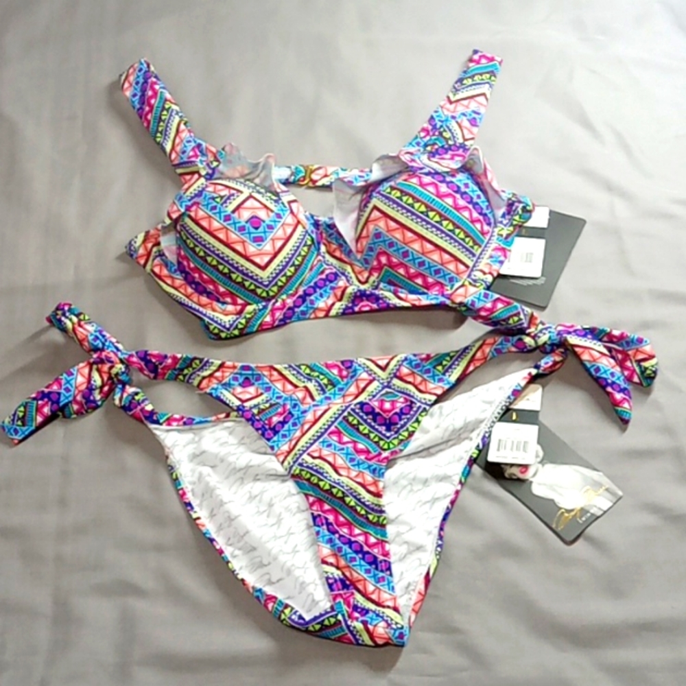 Bathing Suit Marilyn Monroe Swimwear TWO Piece BIKINI MULTICOLOR NEW LARGE